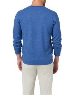 Waffle Knit Long Sleeve Tee In Cobalt Melange -Men Clothing Store 982702810 5 720x928
