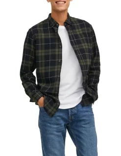 Jack & Jones Classic Long Sleeve Check Shirt In Green
