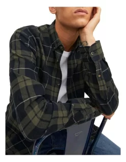 Jack & Jones Classic Long Sleeve Check Shirt In Green -Men Clothing Store 985351960 3 720x928