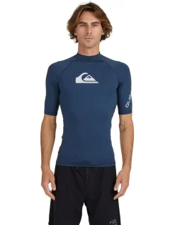 Quiksilver All Time Short Sleeve Rash Vest In Blue