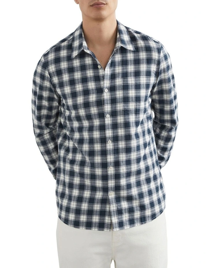 French Connection Navy Plaid Classic Fit Shirt 3 French Connection Navy Plaid Classic Fit Shirt