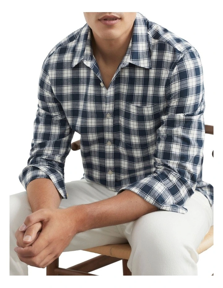 French Connection Navy Plaid Classic Fit Shirt 5 French Connection Navy Plaid Classic Fit Shirt - Image 3